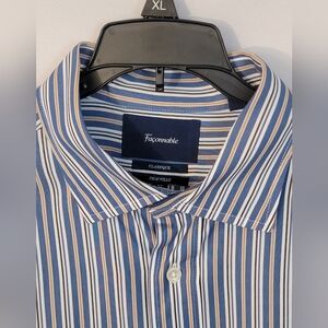 Faconnable Classique Deauville Cotton Vertical Stripe Dress Shirt Size XL